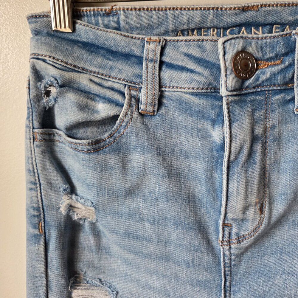 EUC AMERICAN EAGLE OUTFITTERS NEXT LEVEL STRETCH HI RISE JEGGING RIPPED SIZE 4 R - Picture 8 of 16